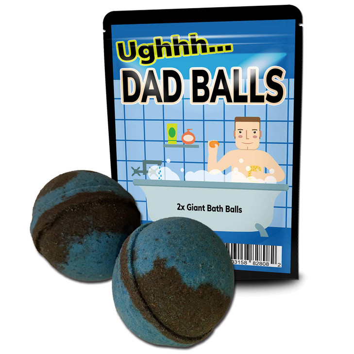 Dad Balls Bath Bombs Funny Dad in Bath Design XL Bath Fizzers for Men Black and Blue Marbled Handcrafted 2 pk