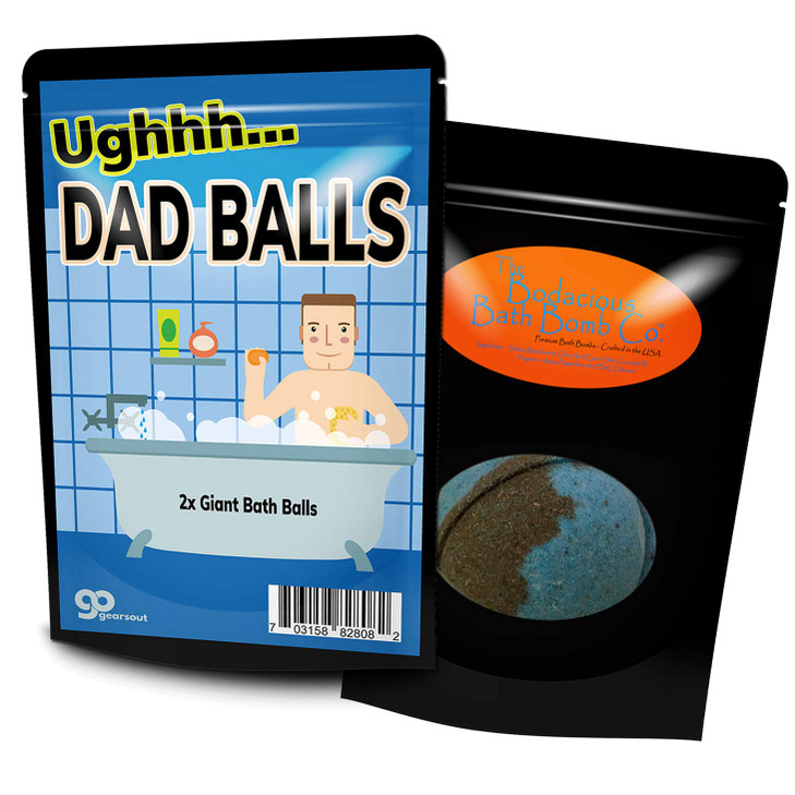 Dad Balls Bath Bombs Funny Dad in Bath Design XL Bath Fizzers for Men Black and Blue Marbled Handcrafted 2 pk