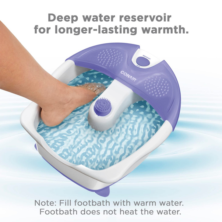 Conair Soothing Pedicure Foot Spa Bath with Soothing Vibration Massage Deep Basin Relaxing Foot Massager with Jets BlueW