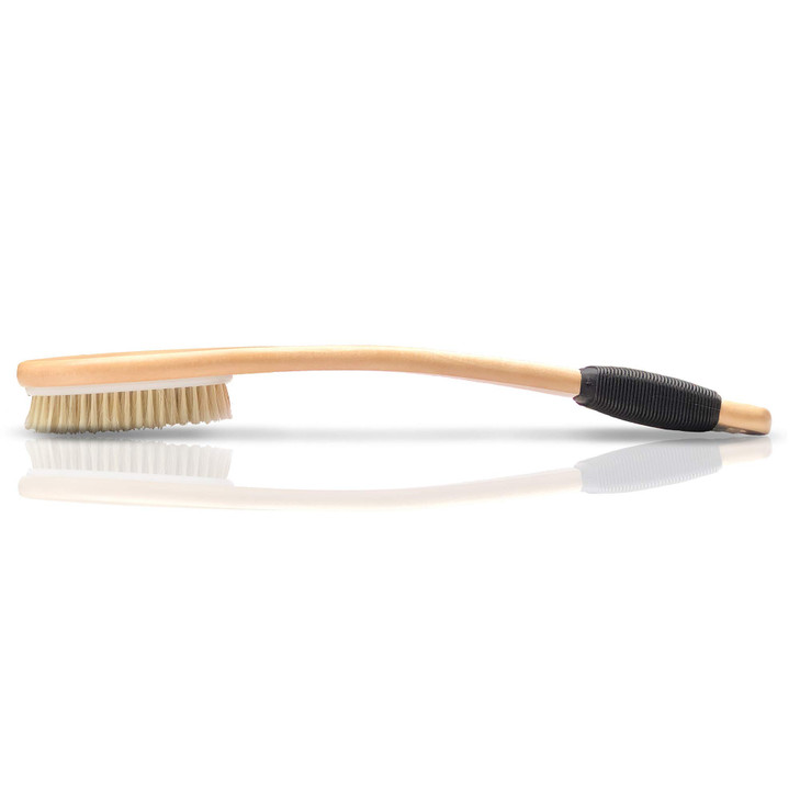 OWIIZI Bath Brush Wooden Curved Long Handle Antiskid Shower Brush for Exfoliating Natural Bristle Scrubber for Back Use