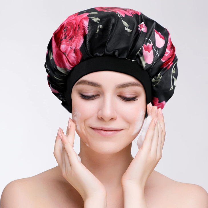 Blulu 3 Pieces Sleep Cap Satin Bonnet Night Sleeping Soft Hair Turbans for Women and Girls Elegant ColorsMedium