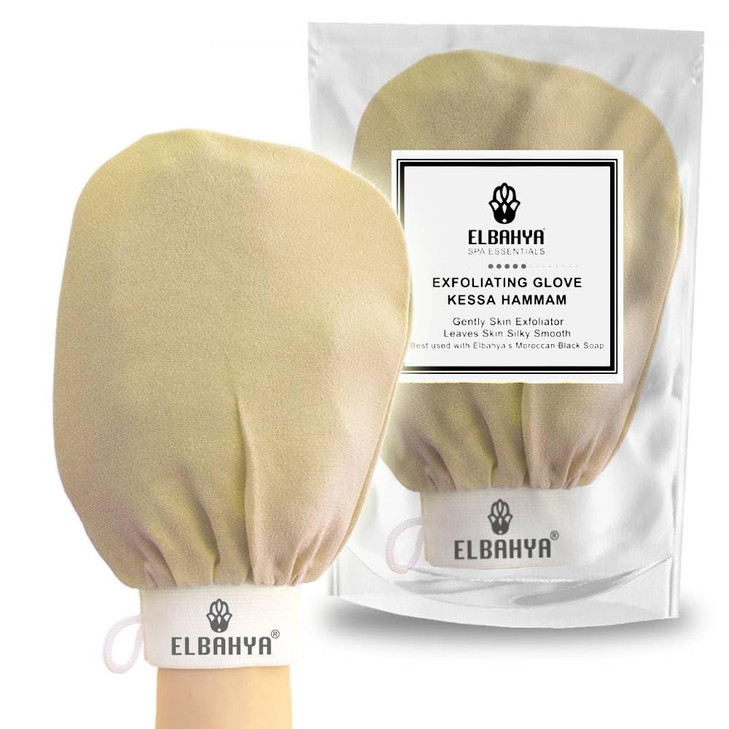 Elbahya Exfoliating Mitt Body Kessa Hammam Body Tool Remover of Dead Dry Skin or Keratosis Pilaris Made of 100 Viscose F