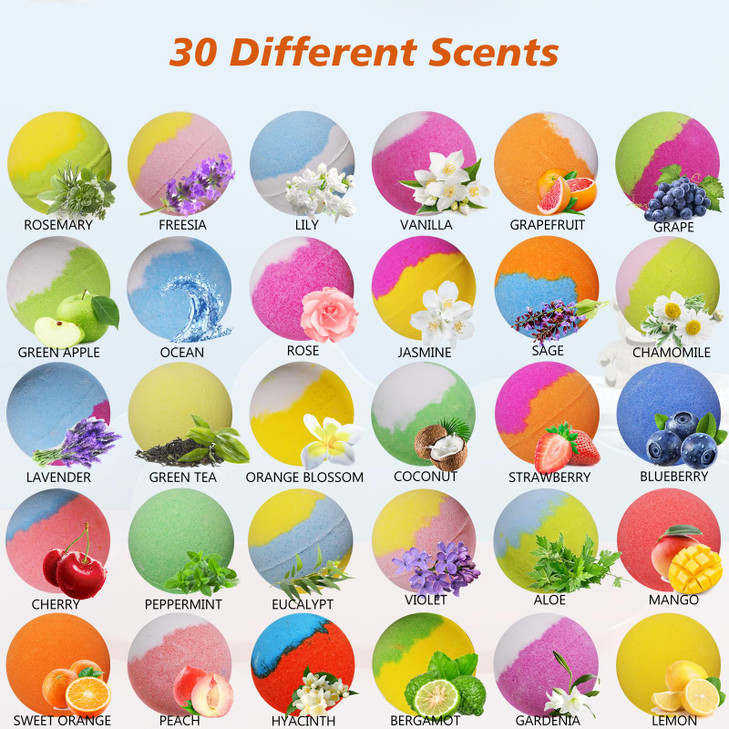Bath Bombs for Kids with Toys Inside for Girls Boys 30 Pack Bath Bombs Gift Set with Surprise Kids Safe Bubble Bath Fizz