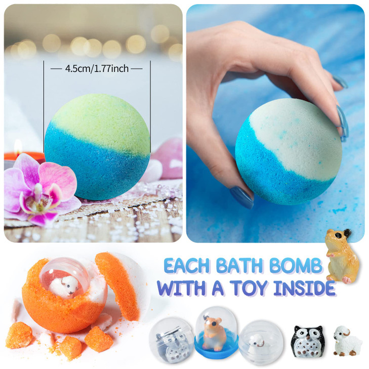Yekery Bath Bomb Gift Set with Toys Inside 20 Pack Organic Bath Bombs for Kids Kids Safe Handmade Fizzy Balls for Kid Id
