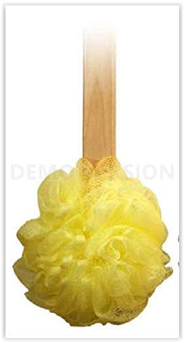 4pk 15 Long Wooden Handle Back Scrubber Bath Shower Mesh Sponge Exfoliating Body Brush Wash Nylon Puff Spa