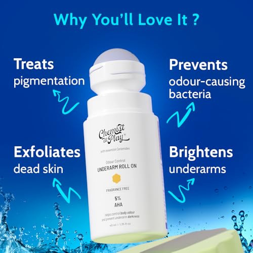 Chemist at Play UnderArm RollOn with 5 AHA Lactic Mandelic AcidPrevents Odour Brightens Skin Exfoliates Underarm For Sen