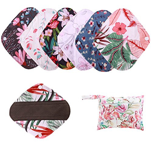 Reusable Waterproof Bamboo Charcoal Menstrual Pads SetsPanty Liner Regular Flow Heavy Flow pinjie s