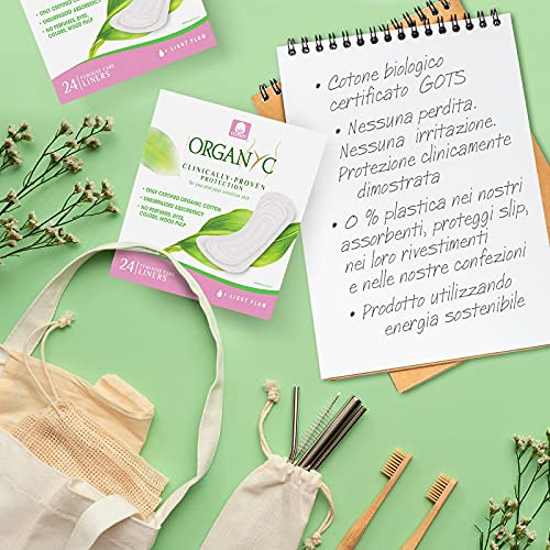 Organyc 100 Certified Organic Cotton Everyday Panty Liner Folded Light Flow 24 Count 1Pack