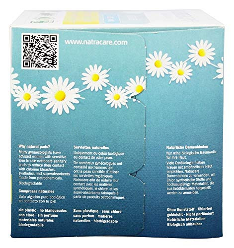 Natracare Organic Cotton Natural Feminine Ultra Pads Super with Wings 12 Pads