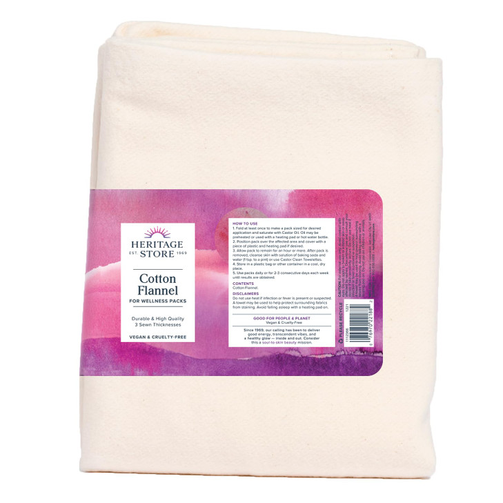 HERITAGE STORE Cotton Flannel Castor Oil Pack Wrap Soft Reusable Cotton Flannel Fabric for Castor Oil Packs Castor Oil C