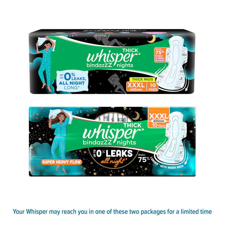 Whisper Ultra Nights Sanitary Pads XXXL Wings 10 Pieces Pack