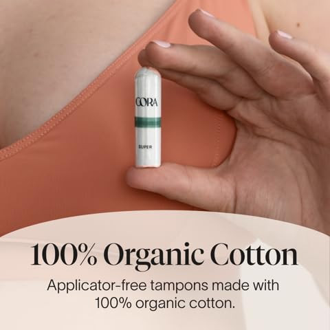 Cora Organic Cotton NonApplicator Tampons 36 Super NonApplicator Tampons