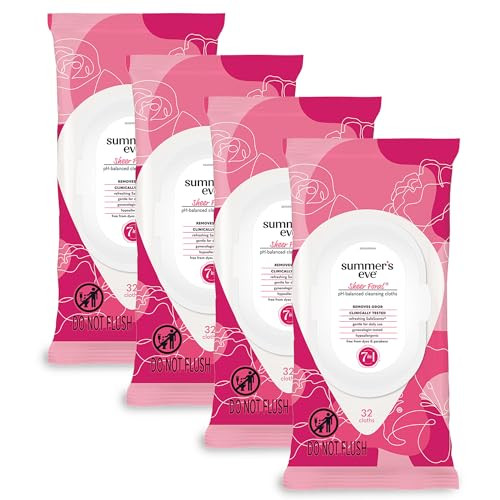 Summers Eve Sheer Floral Feminine Wipes Gentle pHBalanced Formula Helps Control Vaginal Odor Resealable Pack 32 Wipes Pa