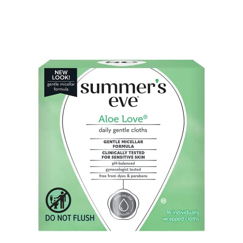 Summers Eve Aloe Love Gentle Daily Feminine Wipes 16 Count Pack of 2