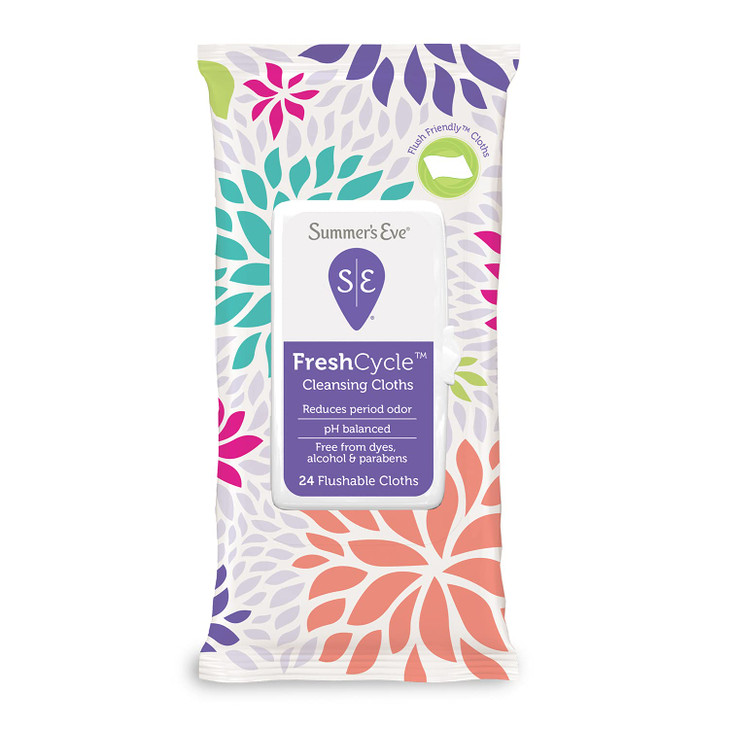 Summers Eve FreshCycle Cleansing Cloths Reduces Period Odor 24 Count