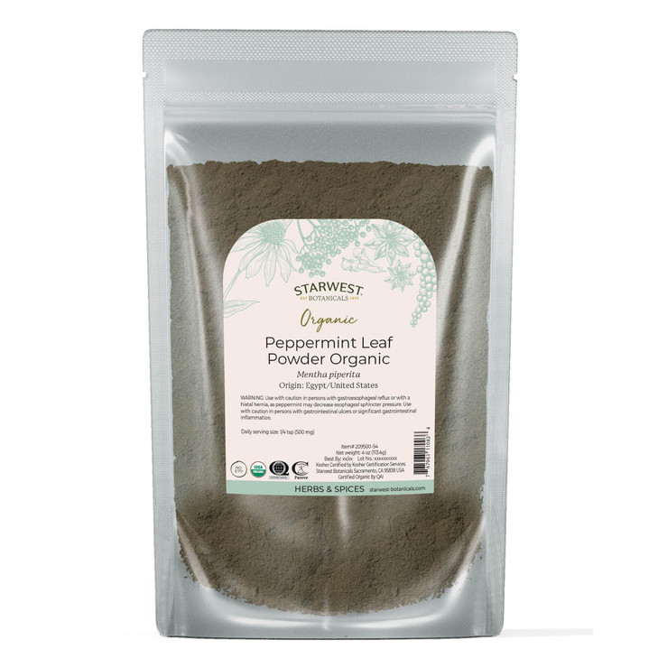 Starwest Botanicals Organic Peppermint Leaf Powder - Dried Herb for Tea, Herbal Blends, Baking, & Cooking, Caffeine Free, Sourced from Egypt & USA, C online at globaldelivered