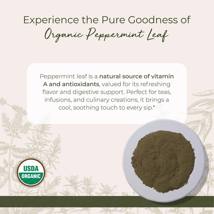 Starwest Botanicals Organic Peppermint Leaf Powder - Dried Herb for Tea, Herbal Blends, Baking, & Cooking, Caffeine Free, Sourced from Egypt & USA, C online at globaldelivered