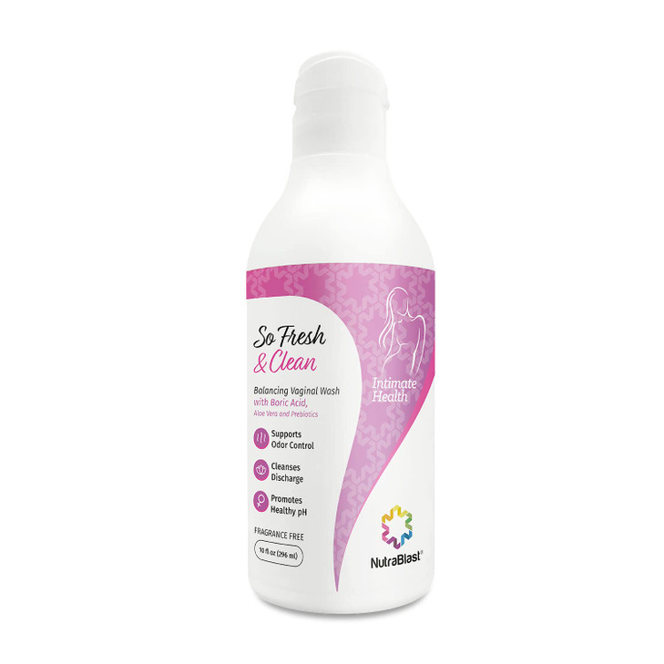 NutraBlast So Fresh Clean pH Balance Feminine Wash with Boric Acid Supports Odor Control Cleanses Discharge Promotes Hea