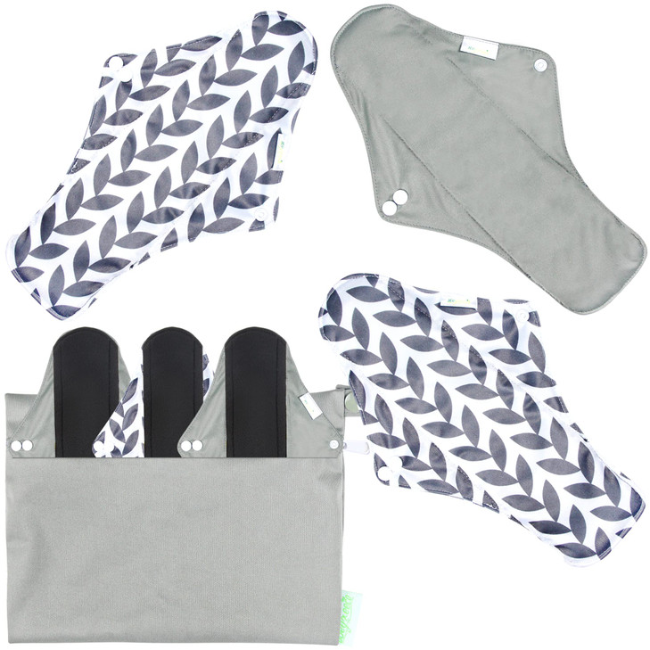 Wegreeco Reusable Menstrual Pads Soft Cloth Sanitary Pads Panty Liners 6 Pack with 1 Cloth Mini Wet Bag XLarge Luxury