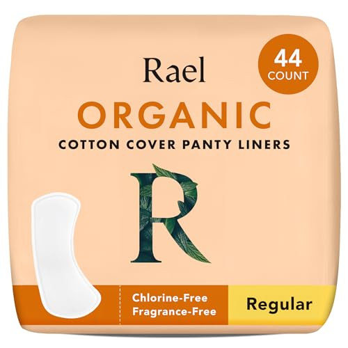 Rael Panty Liners for Women Organic Cotton Cover Regular Pantiliners Light Absorbency Unscented Chlorine Free Regular 44