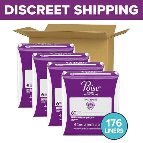 Poise Daily Liners Incontinence Panty Liners for Bladder Leaks 2 Drop Very Light Absorbency Long Length 176 Count of Pan