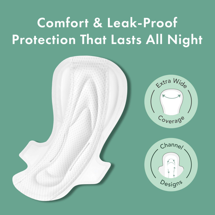 Rael Pads for Women Organic Cotton Cover Period Pads with Wings Feminine Care Sanitary Napkins Ultimate Absorbency Postp