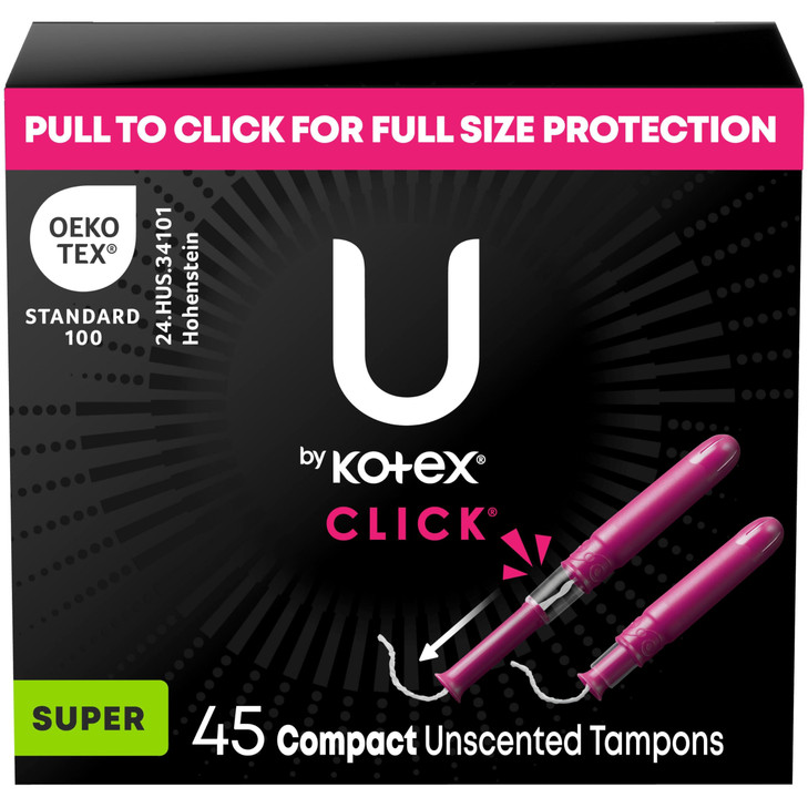 U by Kotex Click Compact Tampons Super Absorbency Unscented 45 Count