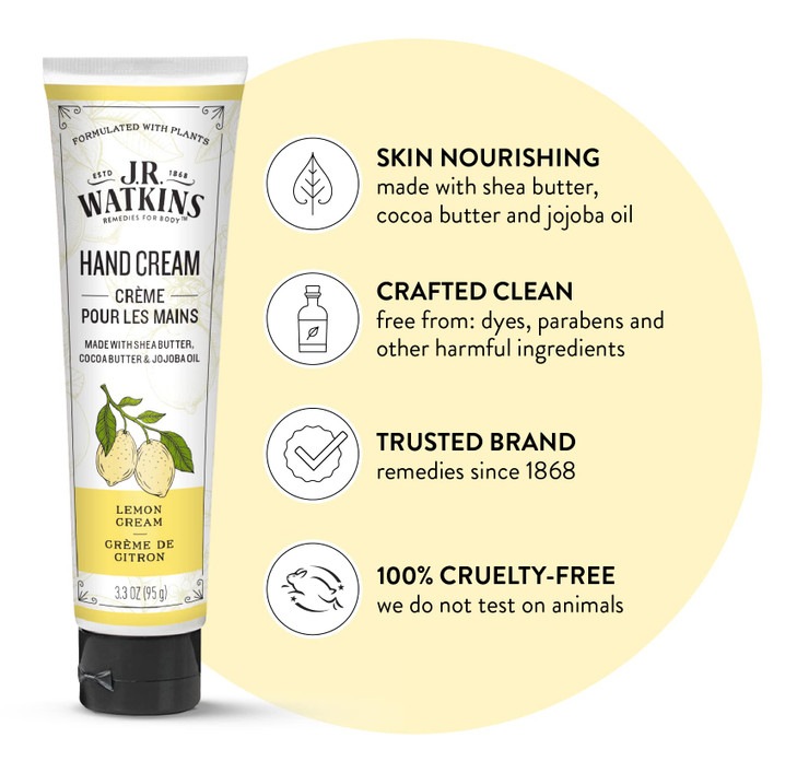 JR Watkins Natural Moisturizing Hand Cream Hydrating Hand Moisturizer with Shea Butter Cocoa Butter and Avocado Oil USA