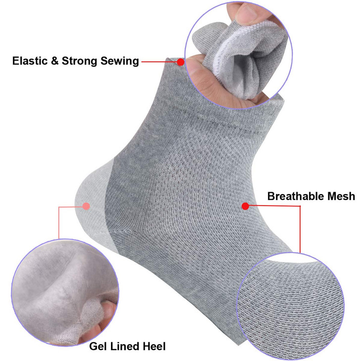 Vented Moisturizing Gel Heel Socks 3 Pairs Toeless Spa Sock for Foot Care Treatment Cracked Heels Dry Feet Foot Calluses