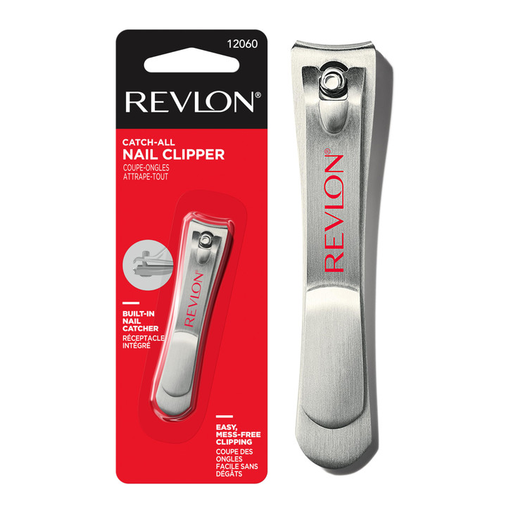 Revlon CatchAll Nail Clipper Manicure Tool with a Contoured Blade Builtin Nail Catcher for MessFree Grooming 1 Count