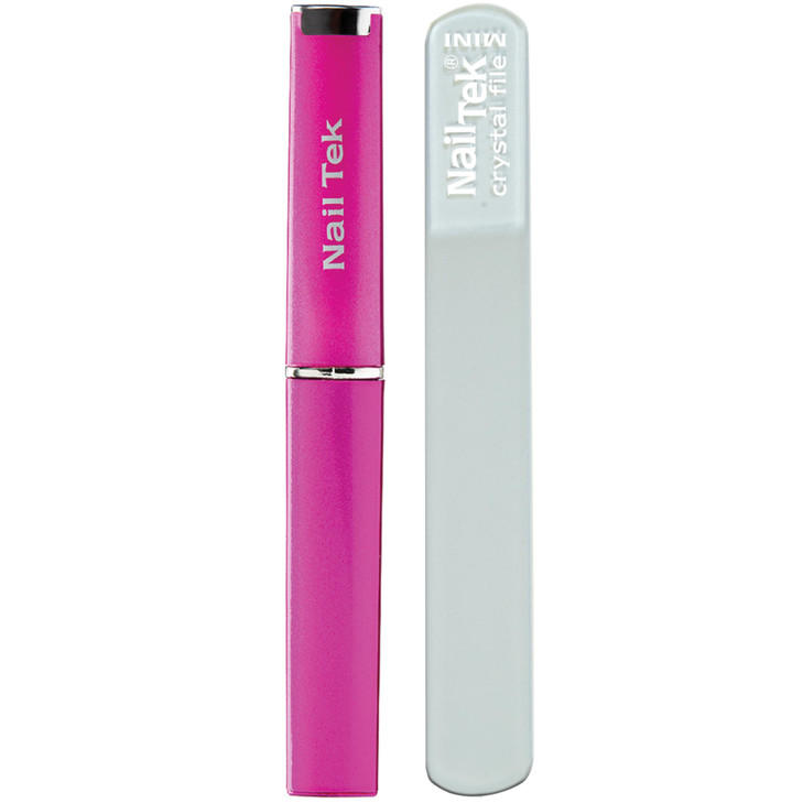 Nail Tek Crystal File Glass Nail File with Case Durable Gentle for Natural Nails TravelFriendly Design Fuchsia Mini 3
