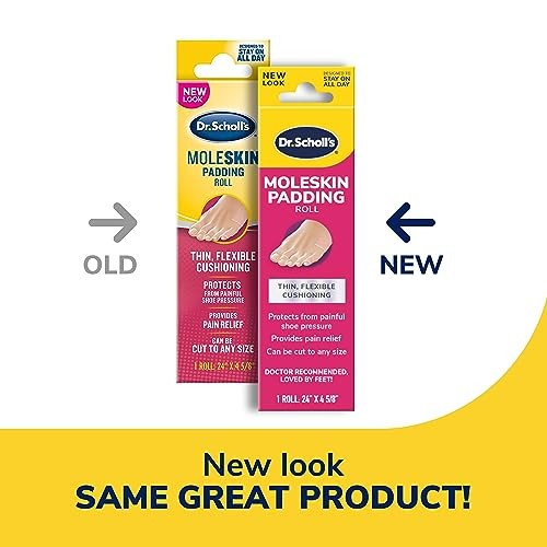 Dr Scholls Moleskin Padding ROLL 1 roll Thin Flexible Cushioning Pain Relief Cut to Any Size Doctor Recommended 24 Inche