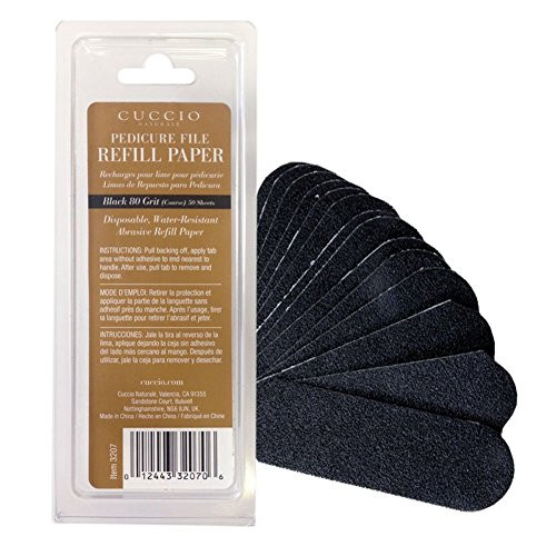 Cuccio Naturale 50Count Black 80Grit Pedicure File Refills Coarse WaterResistant Disposable Abrasive Sheets for Professi