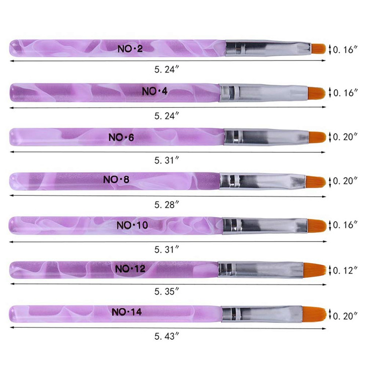 WOKOTO 14 Pcs Acrylic Nail Brush Set UV Gel Nail Acrylic Brush Tips Builder Brush Nail Painting Brush Pen Nail Dust Brus