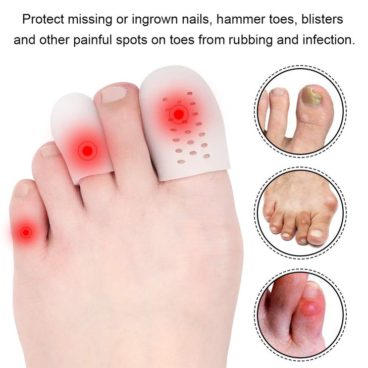 Beautulip Toe Cover Gel Protectors Breathable Toe Sleeves for Missing or Ingrown Toenails Greek Toe and Hammer Toe PACK