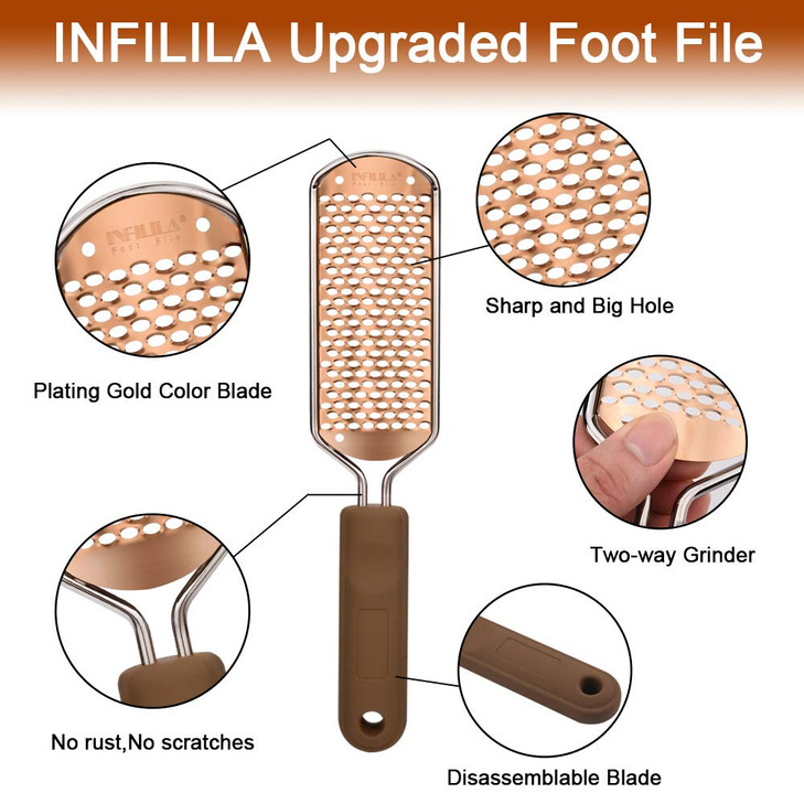 NXJ INFILILA Pedicure Foot File Callus Remover Foot Grater Professional Stainless Steel Callus Remover for Feet Heel Scr