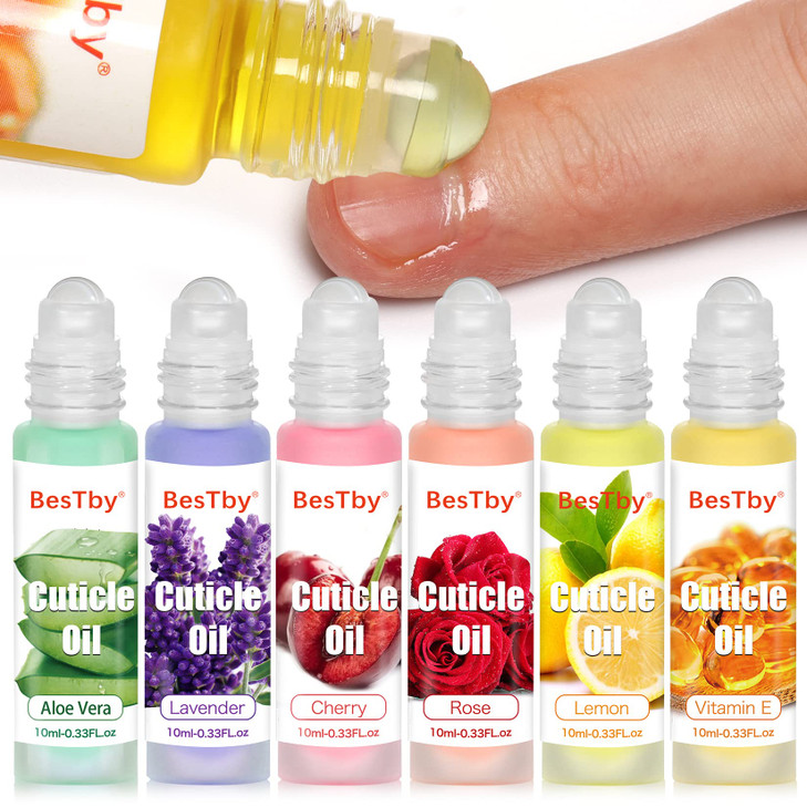 BesTby Cuticle Oil Repaired Dryness Damaged Nails and Cuticle Moisturizes and Strengthener for Nails Care 6 Bottle10ml R