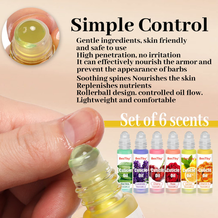 BesTby Cuticle Oil Repaired Dryness Damaged Nails and Cuticle Moisturizes and Strengthener for Nails Care 6 Bottle10ml R