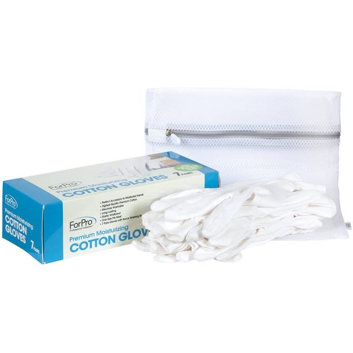 ForPro Professional Collection Premium Cotton Gloves 7 Pairs White for Moisturizing Hands Overnight Inspection Cloth Qua