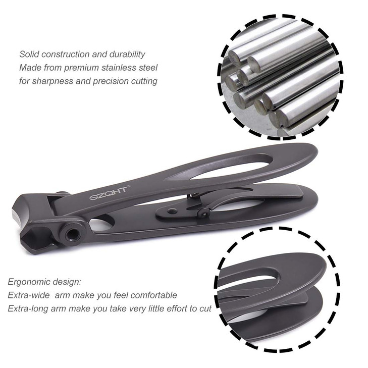 SZQHT Ultra Wide Jaw Opening Toenail Clippers Nail Clippers for Thick Nails Cutter for Ingrown Manicure SetPedicure KitM