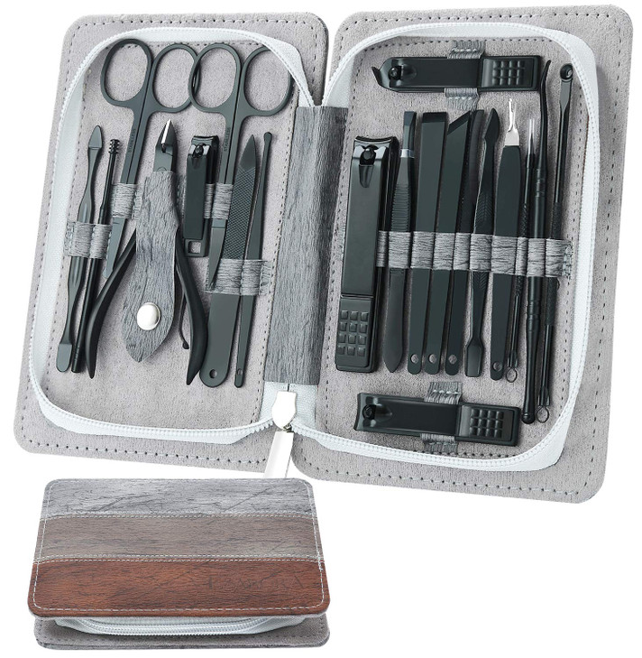 Manicure Set ESARORA 20 In 1 Stainless Steel Professional Pedicure Kit Nail Scissors Grooming Kit with Zipper Case