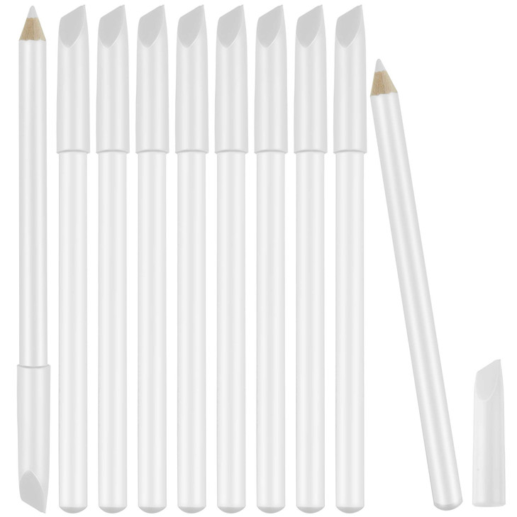 Maitys 10 Pieces White Nail Pencil 2in1 Whitening French Manicure Pencil Under Nail with Cuticle Pusher for Manicure Sup