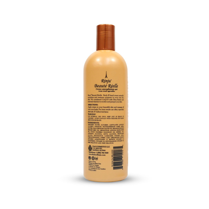 Rinju Beaut Relle Body Hand Cream NonGreasy Cream for Women Men 16 Oz Shea Butter Cream for Extremely Dry Skin CoQ10 Vit