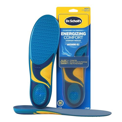 Dr Scholls Energizing Comfort Mens Everyday Insoles with Massaging Gel Clinically Proven AllDay Energy and Comfort Inser