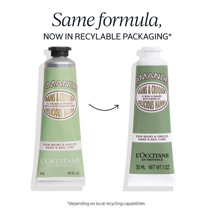 LOCCITANE Almond Delicious Hand Nail Cream Soften hands Cuticles with Irresistible Almond Scent Moisturizing Infused Wit