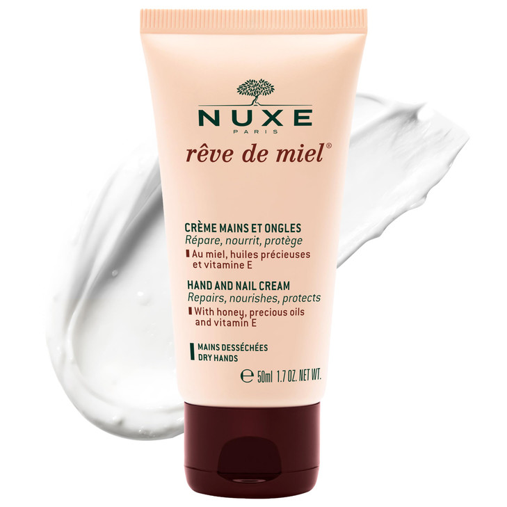 Nuxe Rve de Miel Hand and Nail Cream With Honey Shea Butter Almond Oil and Vitamin E for Dry Cracked Hands 17 Fl Oz