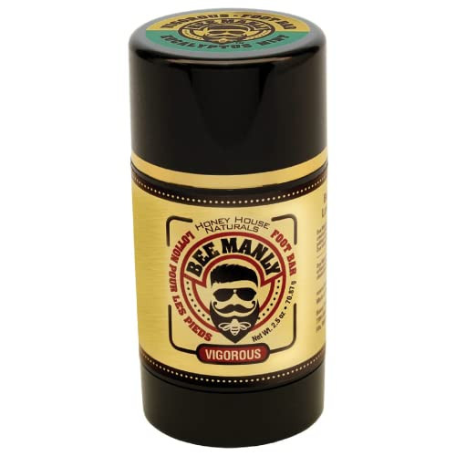 Honey House Naturals Bee Manly Foot Bar 25 Ounce Twist Up Tube All Natural Ultra Moisturizing Odor Eliminating Foot Bar