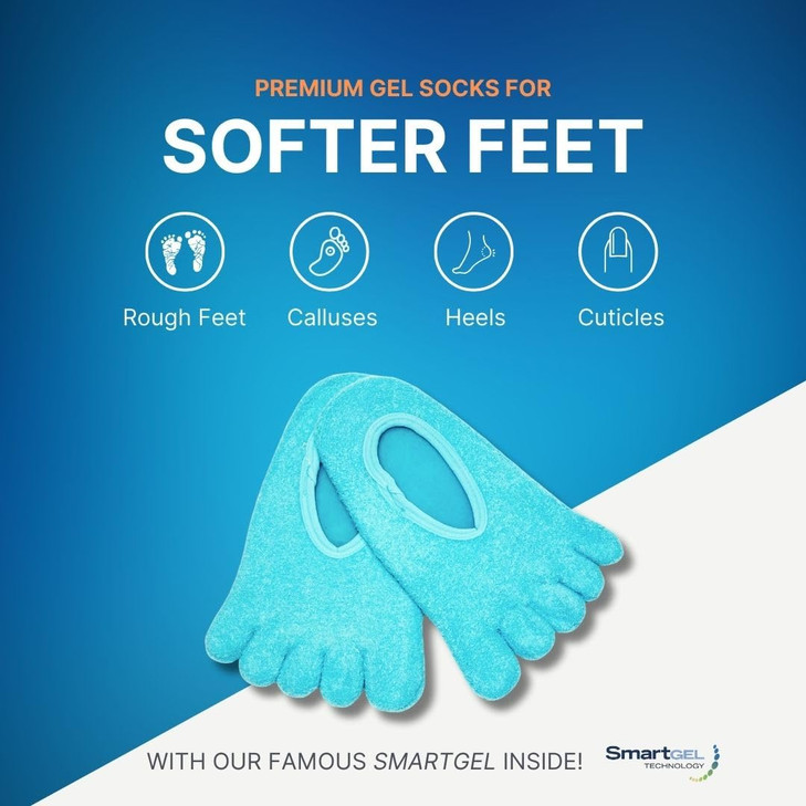 NatraCure 5Toe Gel Lined Foot Moisturizing Socks Aloe Shea Infused Fuzzy Hydrating Socks for Women Men Soft Feet Moistur