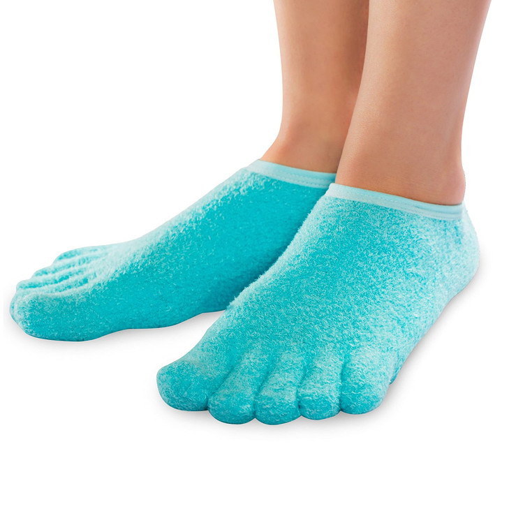 NatraCure 5Toe Gel Lined Foot Moisturizing Socks Aloe Shea Infused Fuzzy Hydrating Socks for Women Men Soft Feet Moistur