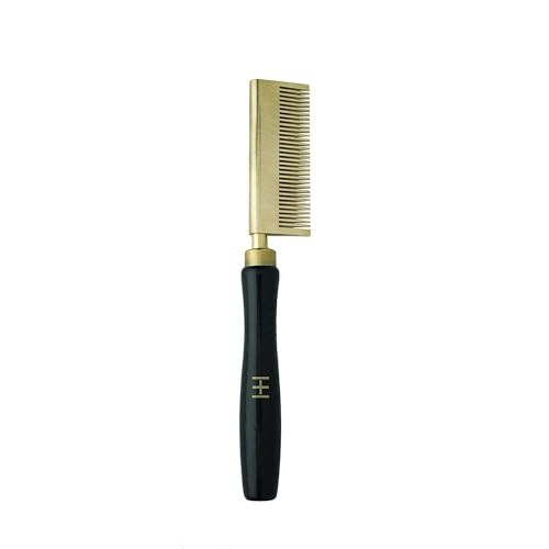 Hot & Hotter Thermal Straightening Comb - Medium Curved Teeth (Model 5503) - Gold Ceramic Coated Pressing Comb for Stove Top - Professional High Heat